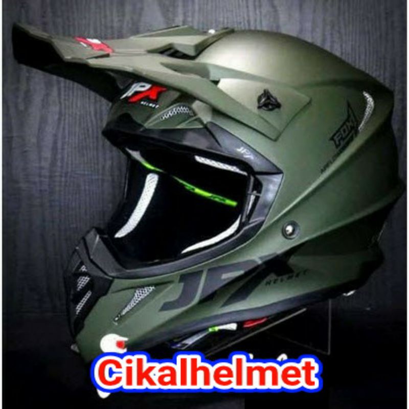 JPX HELM CROSS FOX 1 SOLID | GREEN DOFF | FOX1 MOTOCROSS