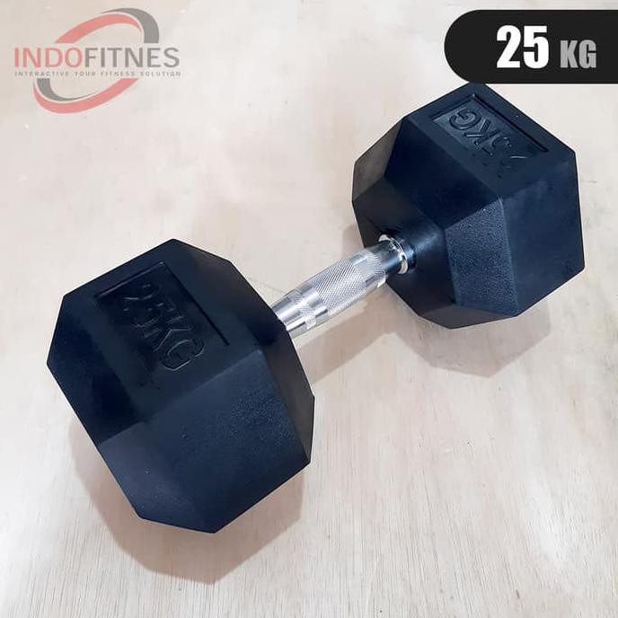 25KG Dumbell Fix Hex Rubber | Barbel Hexa Karet 25 KG