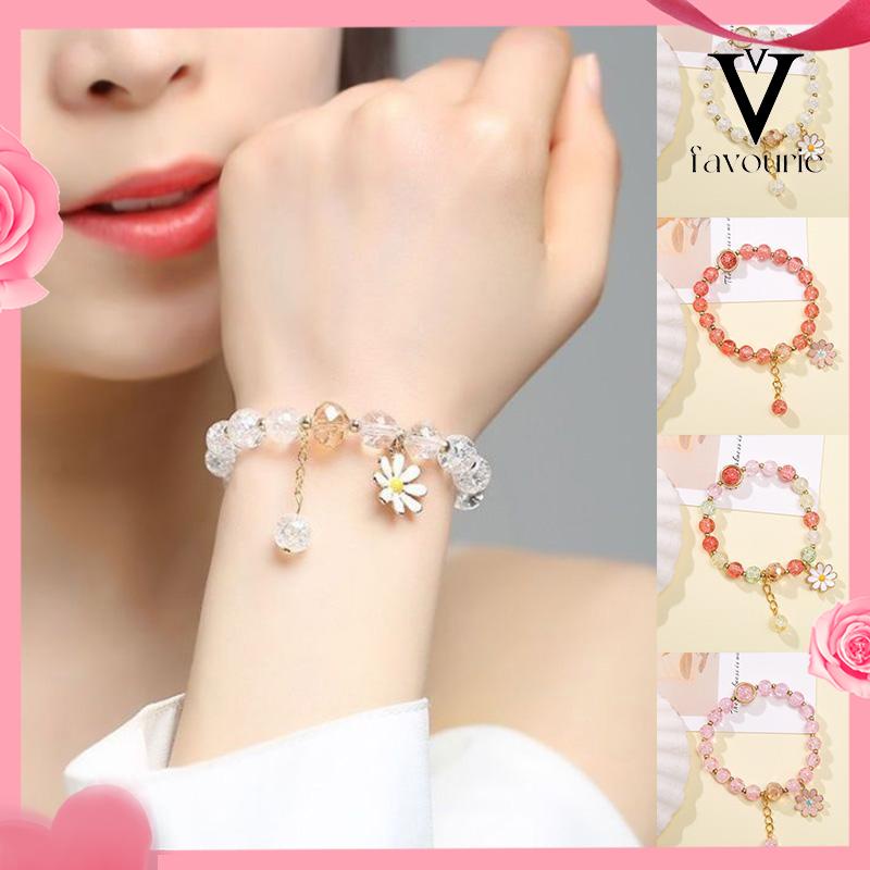 [COD]Manik-manik Warna Kristal Daisy Liontin Wanita Pacar Mahasiswa Perhiasan Gelang Menggemaskan-FA