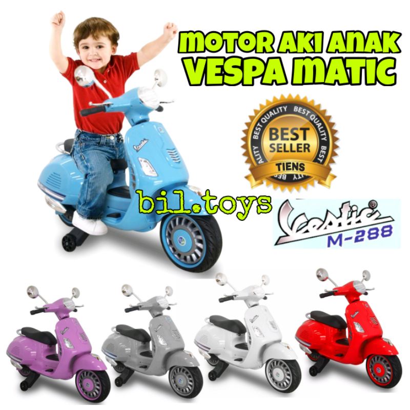 MAINAN MOTOR AKI ANAK VESPA MATIC VESTIC SCOOTER  M-288