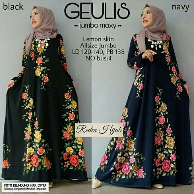 Gamis Dress Muslim Wanita Jumbo Size Lemon Skin Geulis Maxi