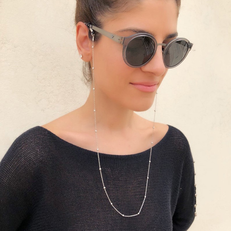 # Kaos T-Shirt Wanita Lengan Pendek Motif Print #Rantai Kacamata Baca Warna Emas Untuk Wanita