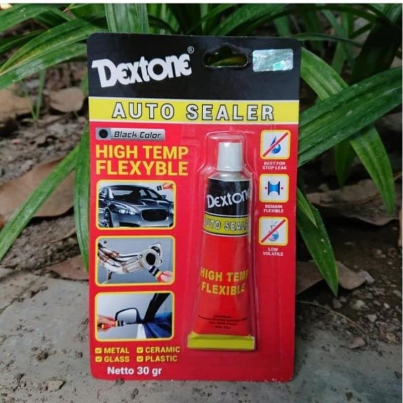 AUTO SEALER LEM DEXTONE SILICONE SEALANT PEREKAT SAMBUNGAN PIPA KNALPOT LEM KACA RUBBER HITAM SERBA 
