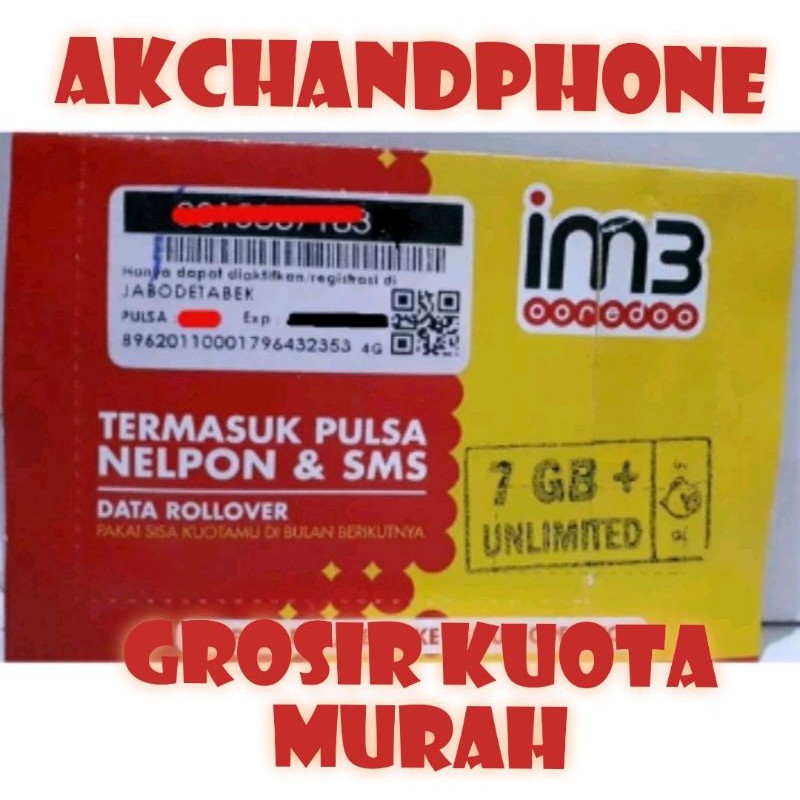 kartu perdana indosat 7 gb unlimited ( langsung aktif )termurah
