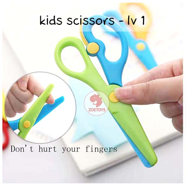 Zoetoys Kids Scissors Lv 1 2 | Kidipulse Kidicut Security Safety Training Scissors Gunting Plastik Besi ujung tumpul Belajar Menggunting Anak 2 tahun