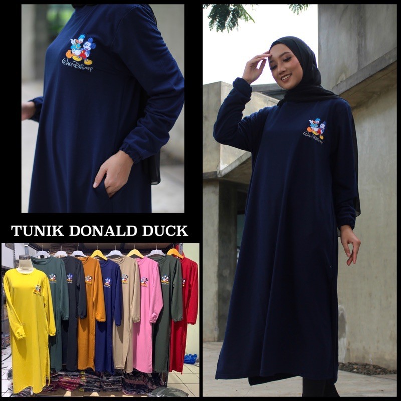 GTS TUNIK DONA-L012 BABYTERRY IMPORT JUMBO XXL BORDIR MUSLIM MURah POLOS BELAH KANTONG TANGAN KARET