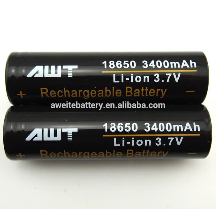 Baterai Battery Batrai Batere AWT Hitam 3400 mAh Tipe 18650