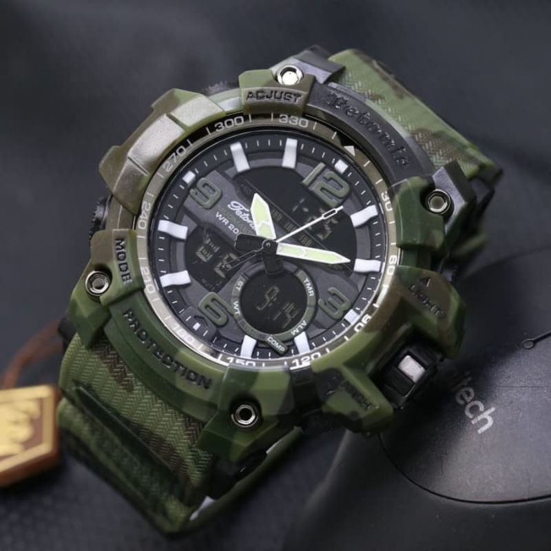 JAM TANGAN PRIA TETONIS ORIGINAL RUBBER DOUBLE TIME || DIAMETER 4.8 CM ||