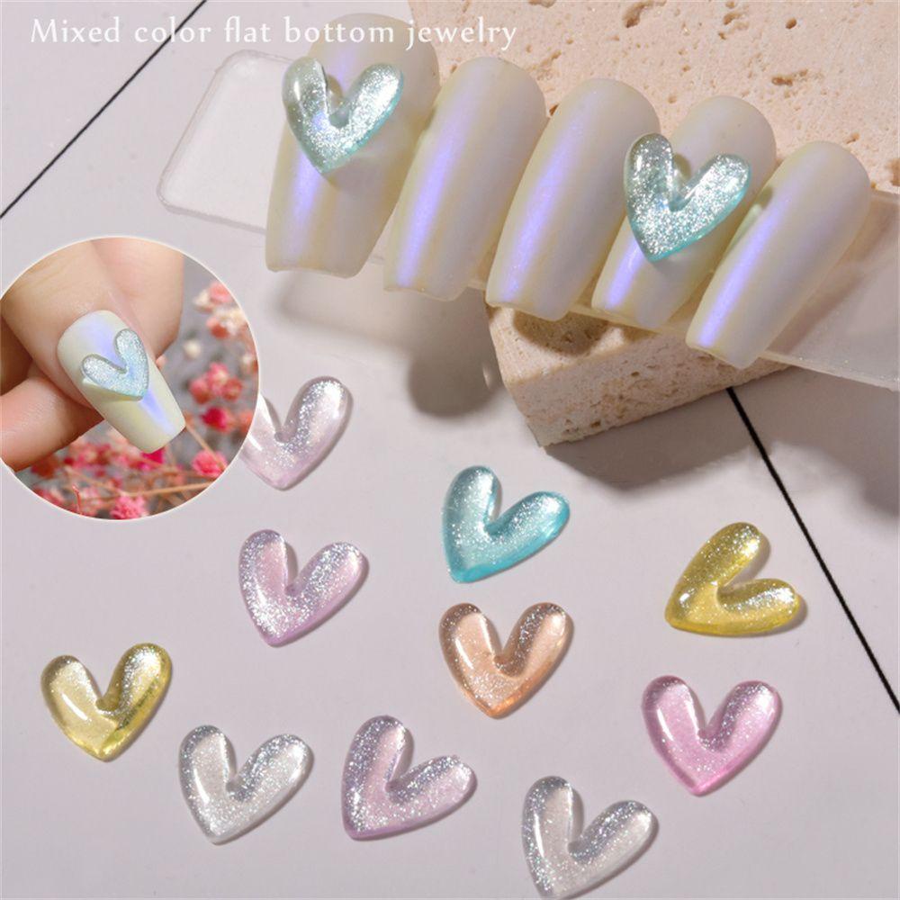 PINEAPPLE 30pcs Jewelry Flat Bottom Drill Nail Accessories Nail Decoration Peach Heart Love Heart Symphony DIY Manicure Resin Nail Art Nail Rhinestones