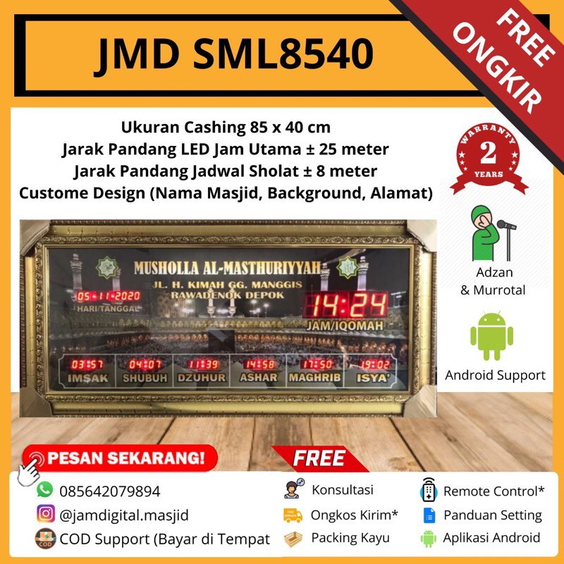Jam Digital Masjid Jadwal Sholat Murah Garansi Timer Iqomah