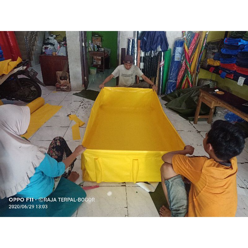 kolam terpal kotak  slot pipa PVC ORCHID 150x60x50+pembuangan air