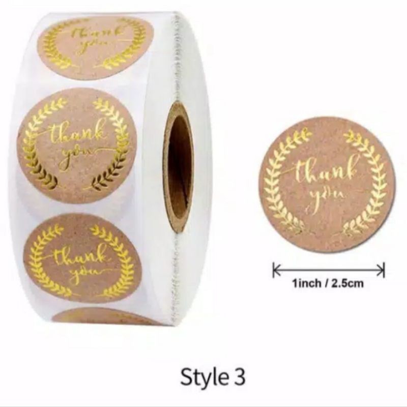 

Sticker thank you kraft per 50pcs hiasan hampers box kue cake kotak kado label tempelan