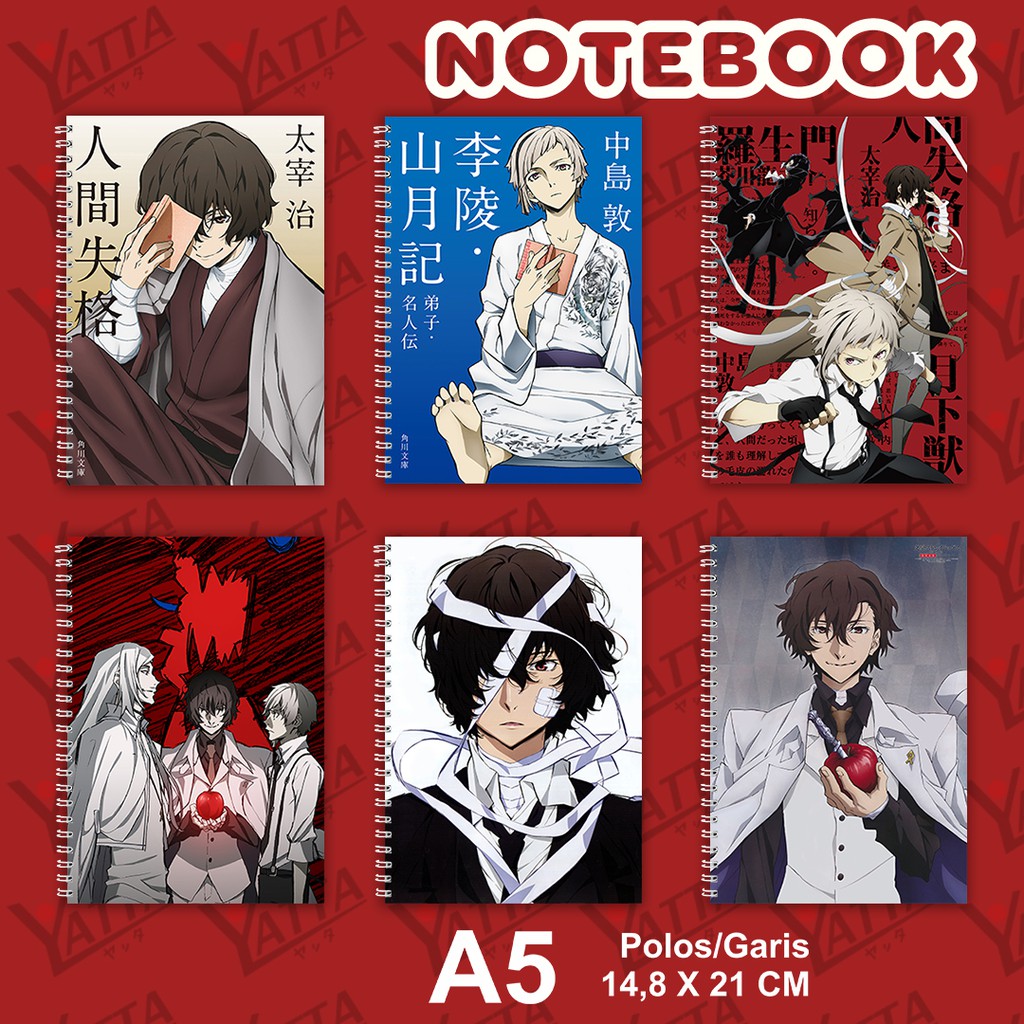 

Notebook Anime ukuran A5 14,6 cm x 21 cm Bungo Stray Dogs Seri 1 YOTAKUSHOP