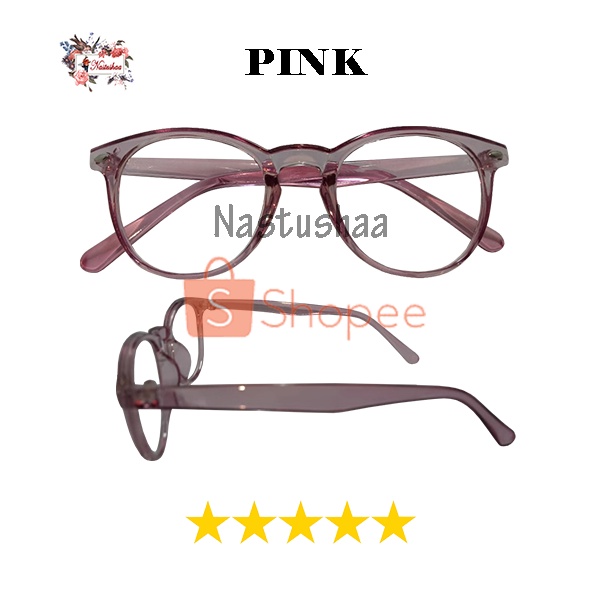 Kacamata Normal Wanita dan Pria Eyeglasses Lensa Transparan Kaca Mata Fashion Gaya Korea Oval Unisex FREECASE