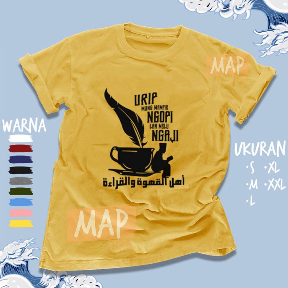 Kaos Santri Islami URIP MUNG MAMPIR NGOPI LAN NGAJI - Baju Distro Dakwah Muslim Premium | MS1731-8