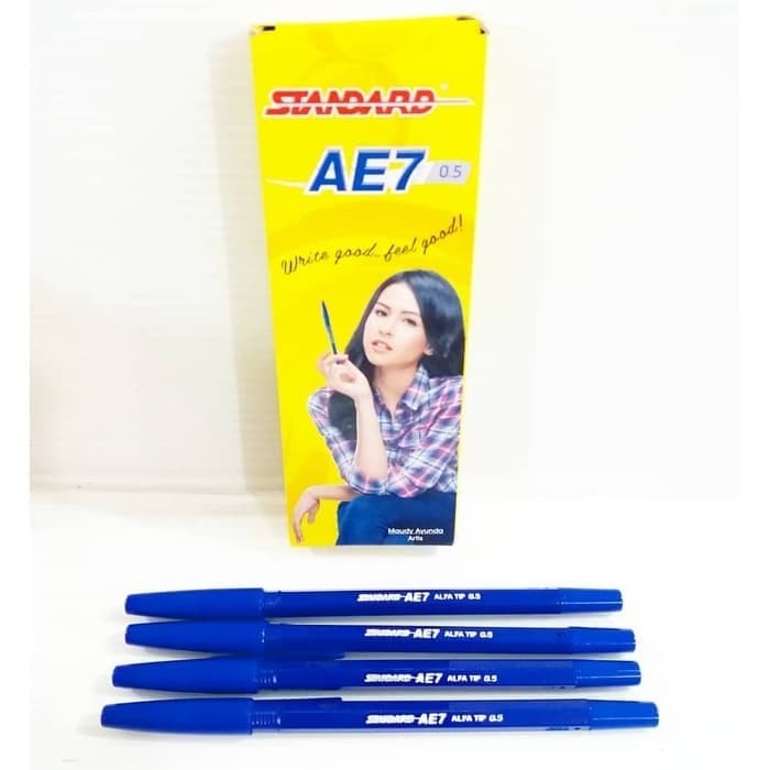 Bolpen AE7 Fine 0.5 Blue Pack Isi 12 Standard / Bolpen Standard