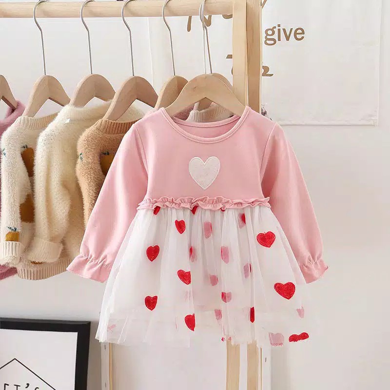 gos CC3 DRESS IMPORT FALL IN LOVE JD053 EBV Baju Dress Anak Perempuan Import