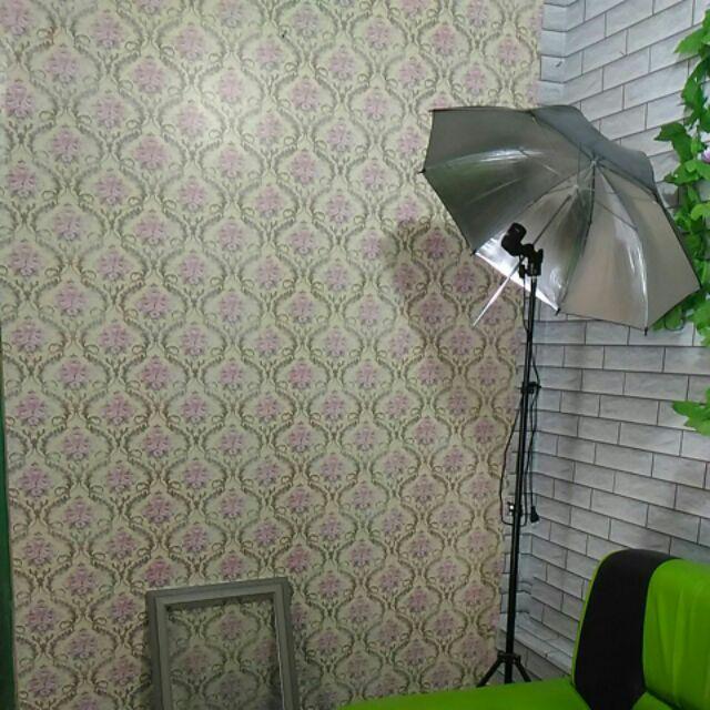 Wallpaper Stiker Pink Gold Flower Batik 45cm X 10m