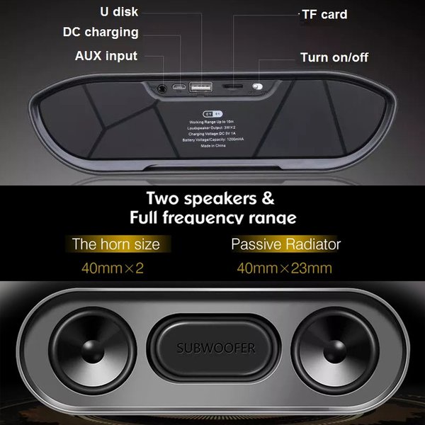 Bluetooth Speaker Wireless CY-01 Subwoofer Stereo Music USB TF AUX FM