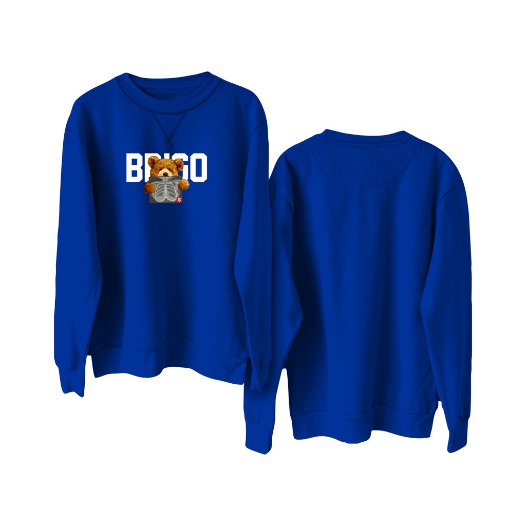 Sweater Crewneck BRIGO Sablon DTF Fleece Cotton || BRIGO Basic Sweatshirt BERUANG RONTGEN M-XXL (Pria &amp; Wanita) Free stiker&amp;Gantungan Kunci