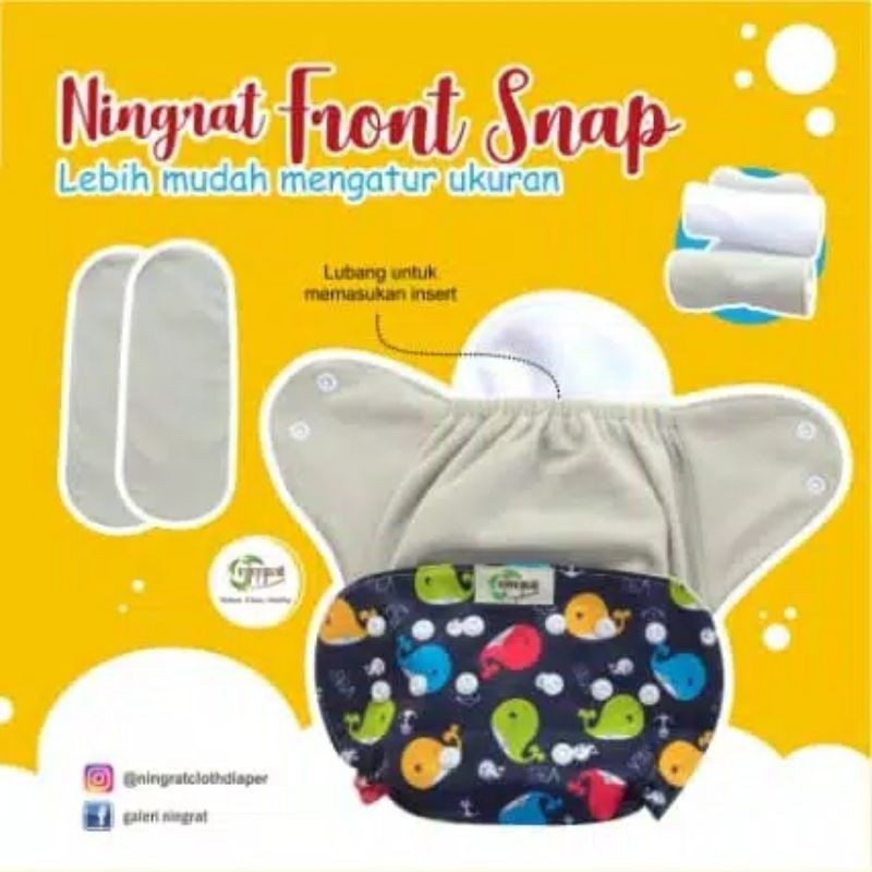 Clodi Ningrat Newborn Popok Bayi Cuci Ulang  Front Snap Insert dan Cover Terpisah 3-15Kg