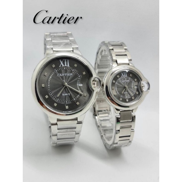 (COD)Jam Tangan Couple/Pasangan Cartier Jam Tangan Capelan Analog Rantai Tanggal Aktif  Bisa Bayar D