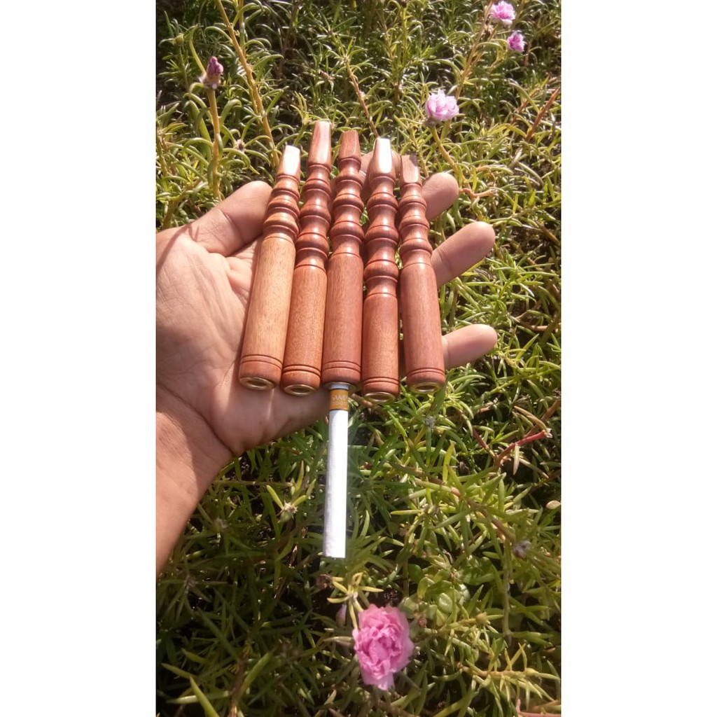 Pipa once kayu setigi ukir suling / pipa rokok kayu / pipa setigi ukir / pipa antik / pipa gg / 14cm