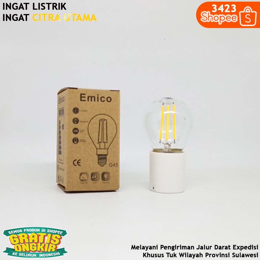 LAMPU FILAMEN G45 4W CAHAYA WORM WHITE K3423