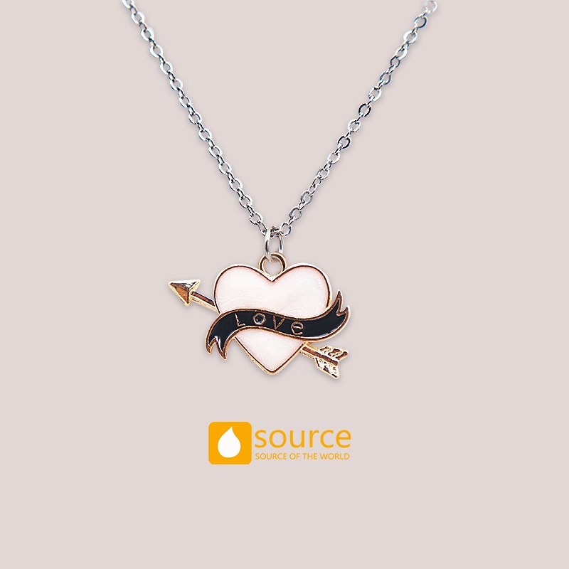 Kalung Rantai Liontin Hati Cupid Hollow Bahan Stainless Steel Untuk Wanita