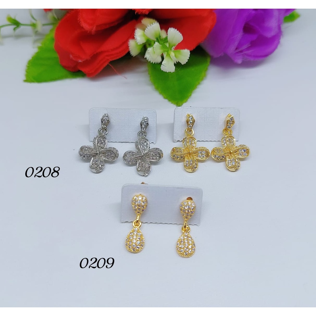 Anting tusuk permata lapis emas 0208-0209