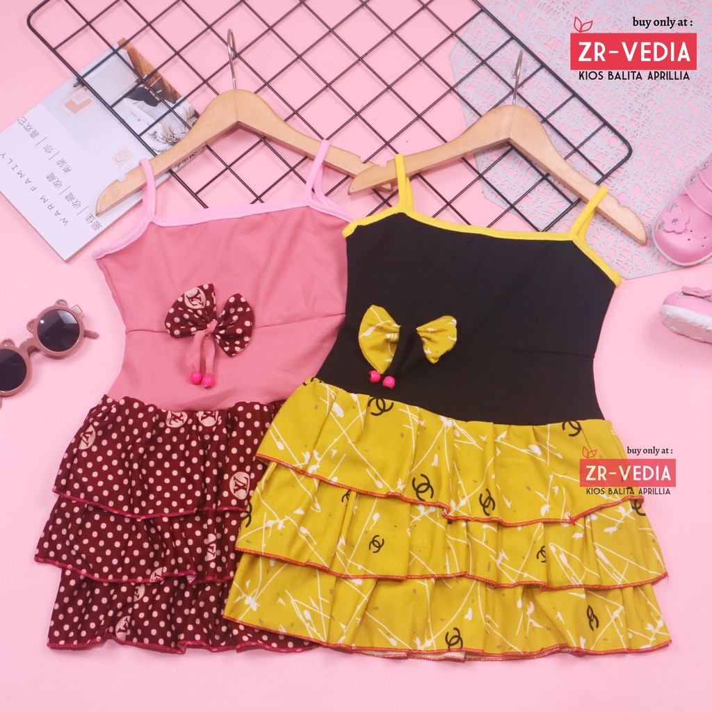 Dress Valerie uk 3-4 tahun / Dress Tanktop Baju Anak Perempuan Adem Kaos Dres Murah Pakaian Pesta