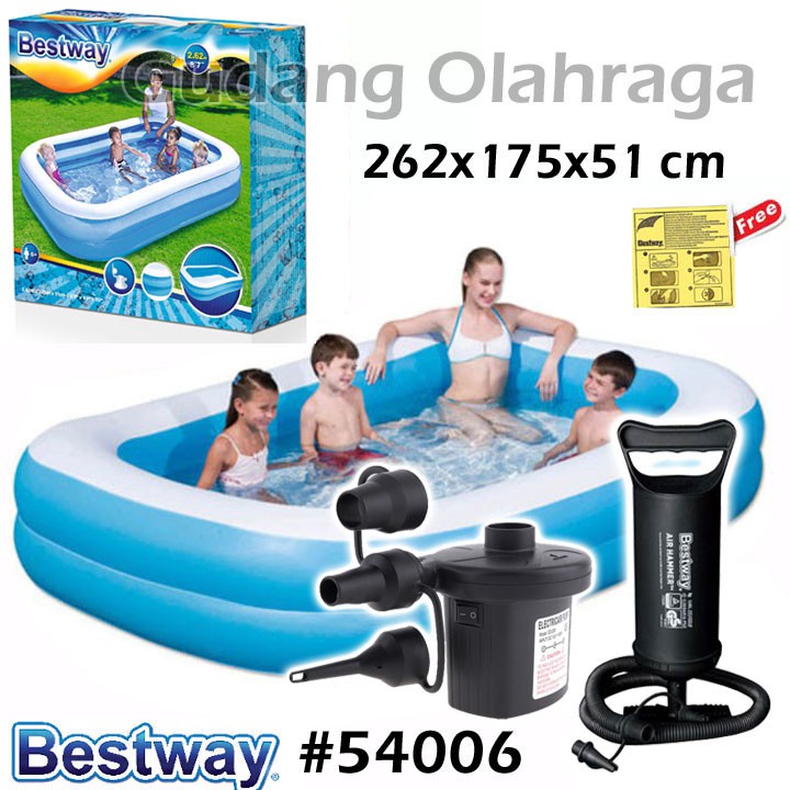 Bestway 54006 Kolam Renang Karet Anak Keluarga Besar 262 Cm Rectangular Family Pool 262x175 X51cm Shopee Indonesia