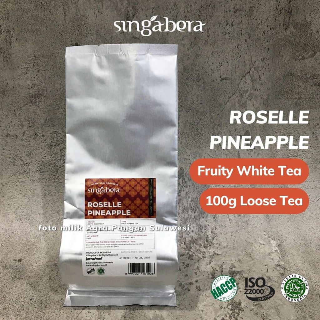 

Fruity White Tea Singabera Roselle Pineapple Teh Putih Buah Nanas Bunga Rosella Premium Artisan Cafe