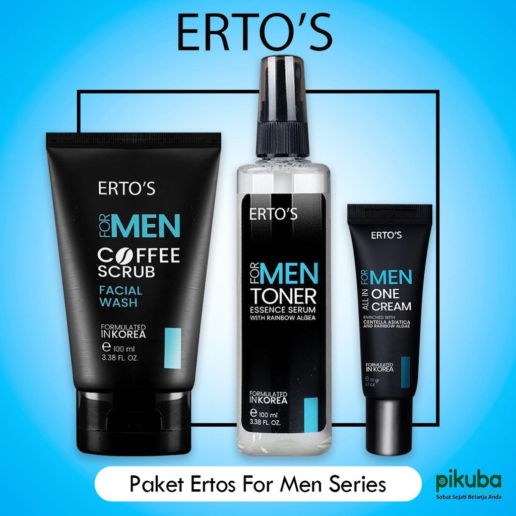 [ORI] Paket Hemat 3in1 Perawatan Wajah Pria Toner Coffe Scrub dan All in Cream For Men 100% BPOM Original