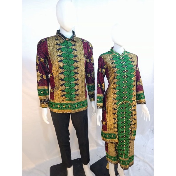 couple songket nampan hijau/baju kondangan