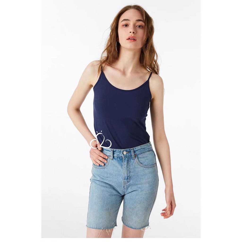 CLOUWNY - Basic Tanktop - Tanktop Wanita - Fashion Wanita-Navy
