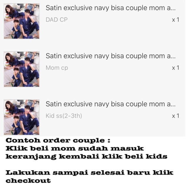 Piyama SATIN NAVY exclusive  bisa couple pasangan mom and kids and family