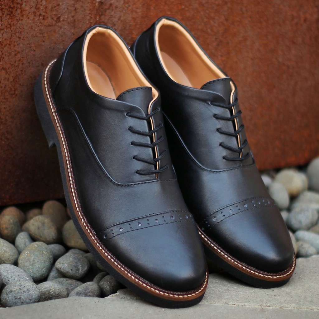 Jazz 0.2 Black | Sepatu Kulit Vintage Klasik Pria Cowok Derby Formal Original Footwear | FORIND Reyl