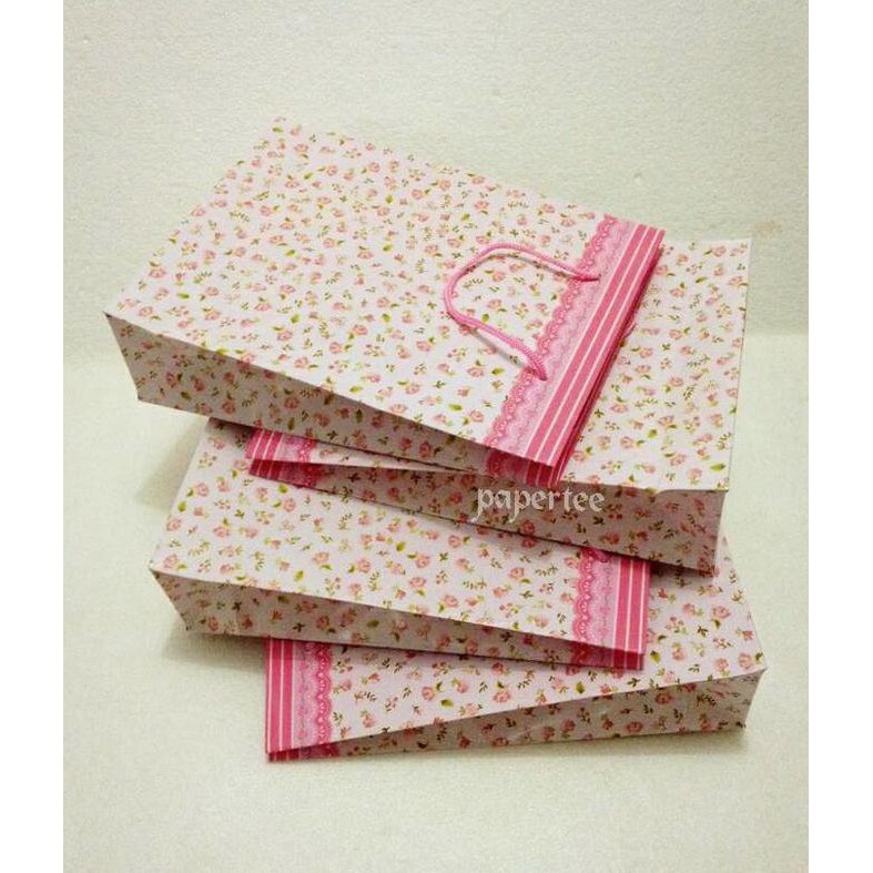 

Paper Bag Shabby Bunga Pink / Favor Bag