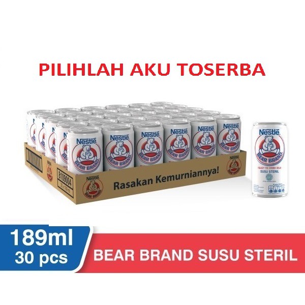 Susu Steril Beruang Bear Brand - 189 ml (1 pack isi 30)