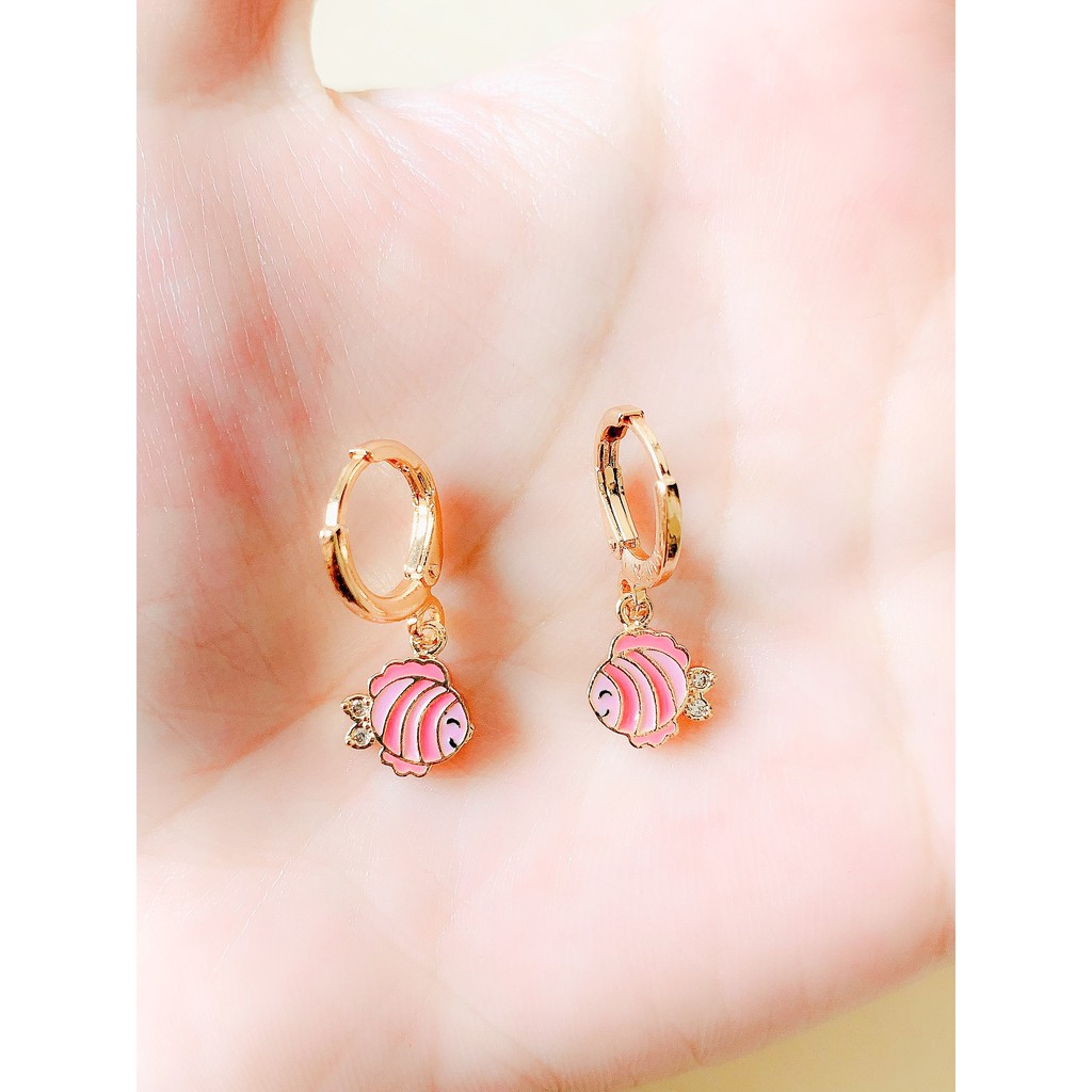 Anting Anak Happy Pink Fish Gold Xuping