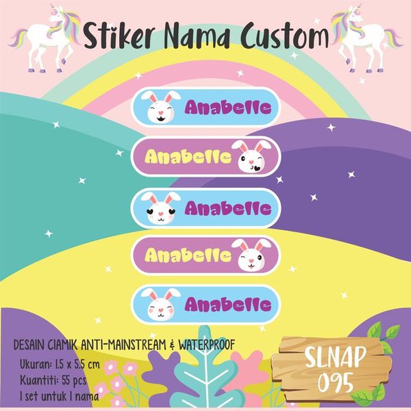 

Segera Beli sticker label nama anak kartun girl boy baby rabbit cute SLNAP-095 Limited