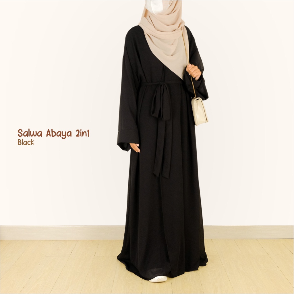 Mininos Salwa Abaya 2in1 Gamis Remaja Muslimah Ceruty Babydoll