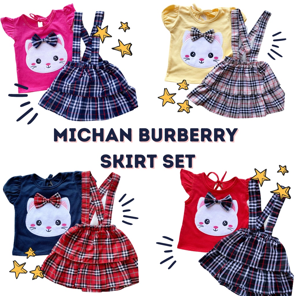 setelan anak perempuan rok tali kaos lengan pendek 12 bulan MICHAN Burberi SET