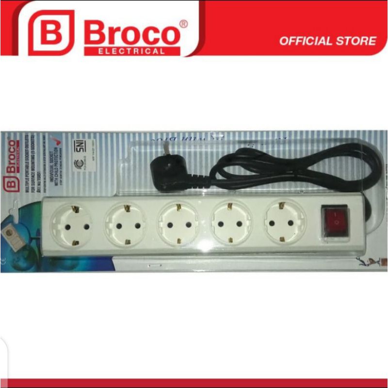 Broco 15851 (B) Stop Kontak 5 Lubang + Kabel