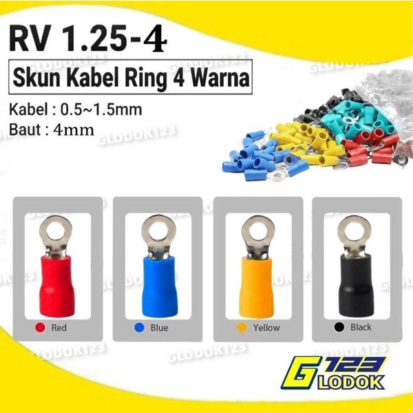 Terminal Kabel Sekun Skun Ring O Bulat Cable Lug Isolasi RV 1.25-4