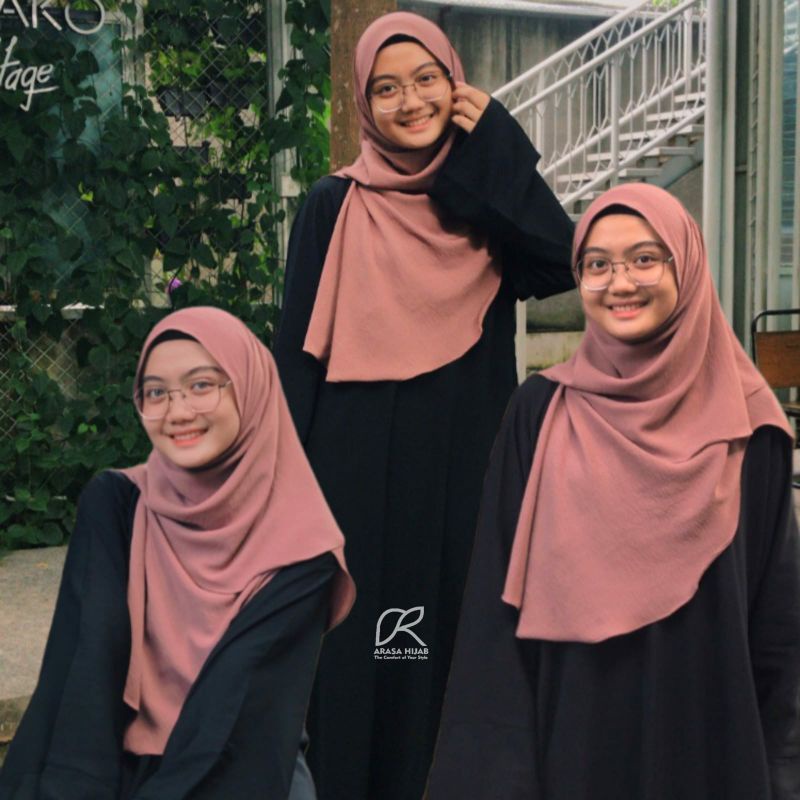 Pashmina Curve Crinkle Airflow by Arasa Hijab • Pashmina oval • Happy Shawl • Pashmina Malaysia