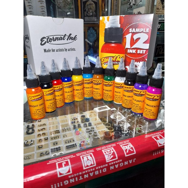 tinta tattoo eternal 1 set 12 warna ORIGINAL eternal tato ink tinta tattoo tattoo ink tinta tato