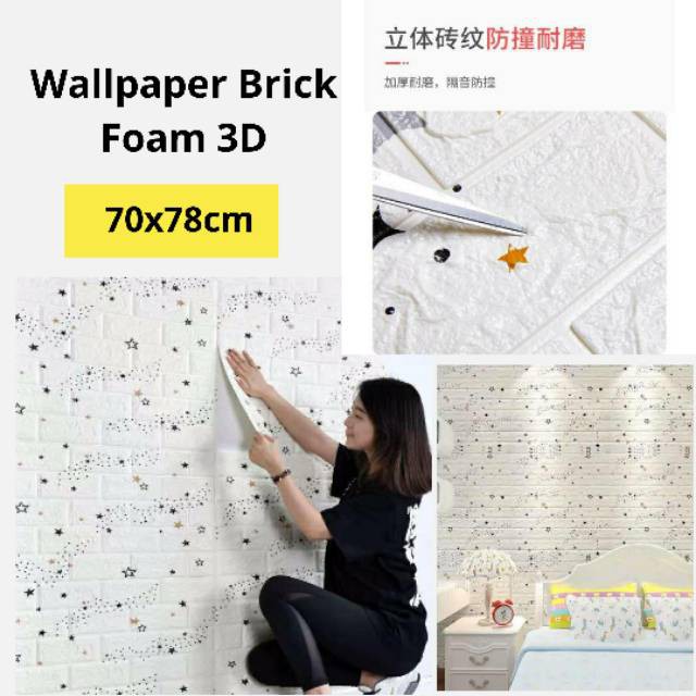 [BAYAR DITEMPAT] - TERLARIS! Wallpaper 3D Modern Wood Foam Batik BRICKFOAM BATIK PLAFON WALLPAPER MU-FOAM BINTANG 38X77