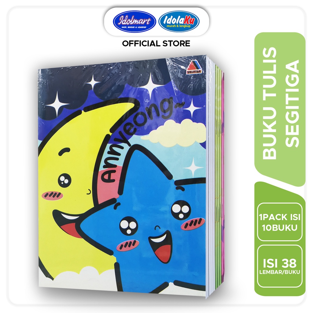 

H7Y Idolmart Buku Tulis Segitiga Isi 38 Lembar - 1 Pak Isi 10 Buku - Bandung